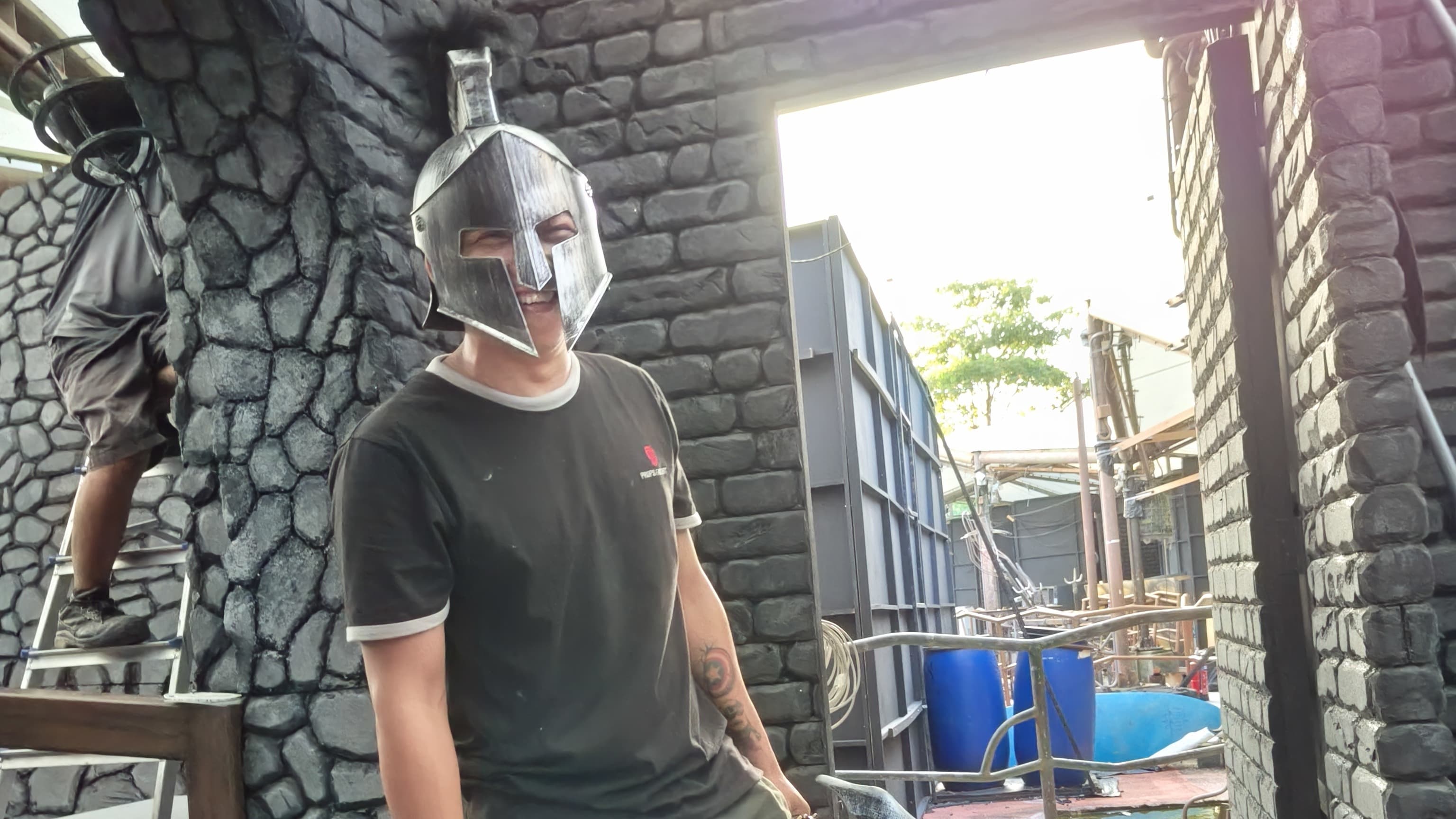 Trying on Knight Helmet - Under The Castle